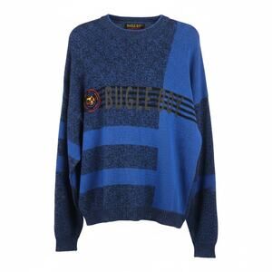 Bugle Boy Vintage 90s Colorblock Sweater Global Challenge Crewneck Knit Blue M